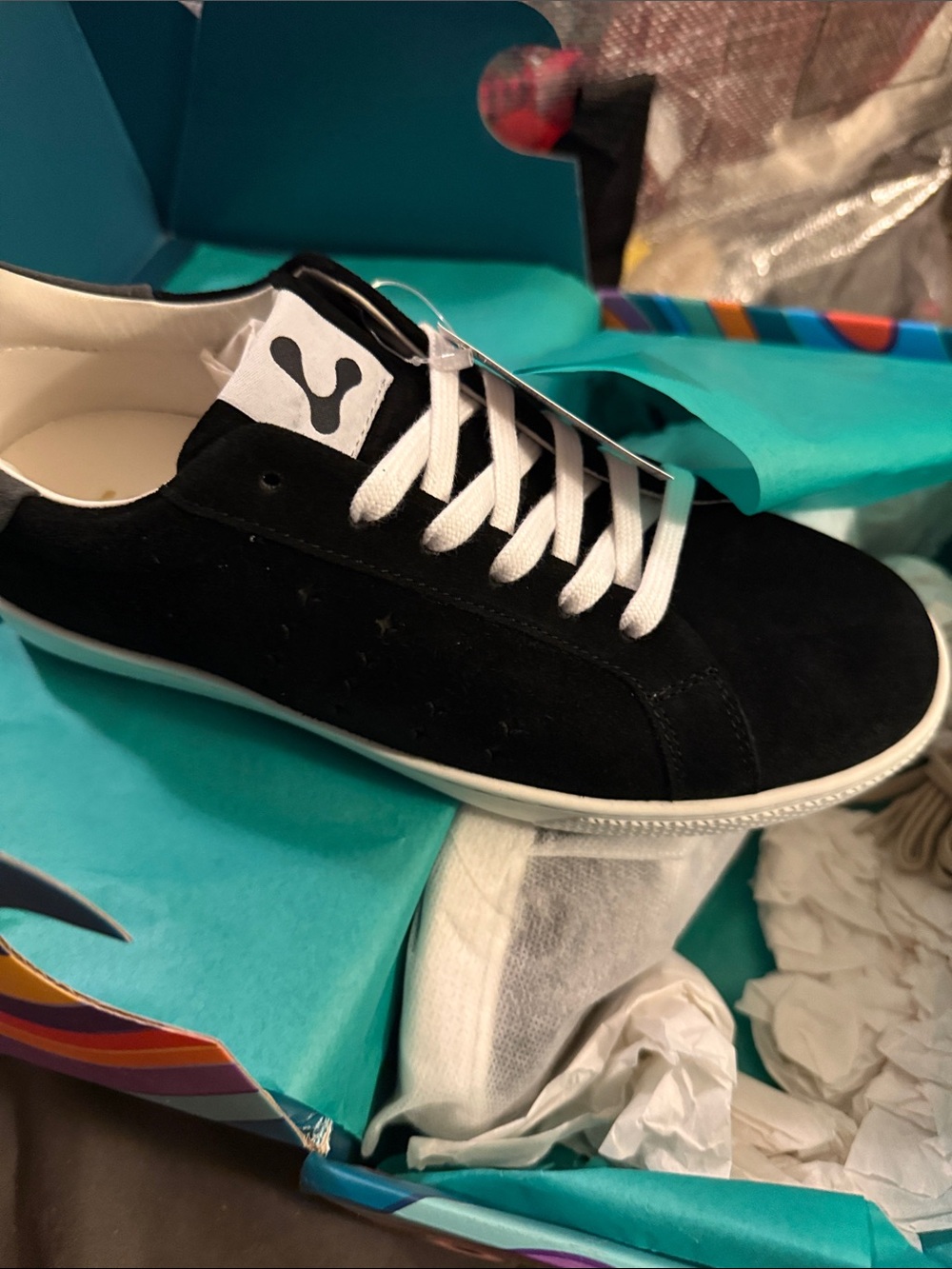 Men's Black Suede Low-Top Sneakers with White Laces